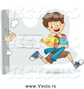 Vector of a Mischievous Boy Snagging Clothes from a Dressing Room by BNP Design Studio