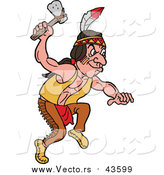 Vector of a Native American Indian Man with an Axe by LaffToon