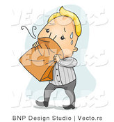Vector of a Nauseated Cartoon Man Breathing into a Paper Bag by BNP Design Studio