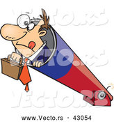 Vector of a Nervous Cartoon Businessman Preparing to Shoot out of a Cannon by Toonaday