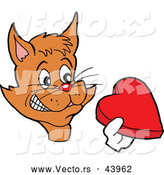 Vector of a Nervous Cat Offering Love Heart Candy Box by LaffToon