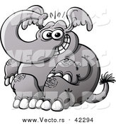 Vector of a Nervous Elephant Sitting and Grinning by Zooco