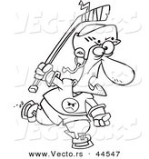 Vector of a Old Cartoon Hockey Player - Coloring Page Outline by Toonaday