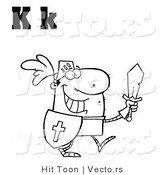 Vector of a Outlined Knight with Alphabet Letters K by Hit Toon