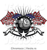 Vector of a Patriotic Eight Ball American Flags, Stars and a Banner by Chromaco