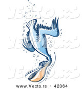 Vector of a Pelican Diving Underwater by Zooco