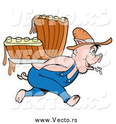 Vector of a Pig Carrying Bbq Ribs by LaffToon
