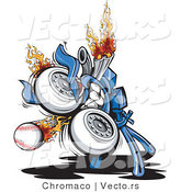 Vector of a Powerful Baseball Pitching Machine with Flames by Chromaco