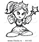 Vector of a Powerful Cartoon Princess Holding up Fists - Outlined Coloring Page Version by Chromaco