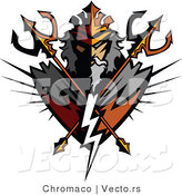 Vector of a Powerful Titan with 2 Crossed Tridents and Lighting Bolt by Chromaco