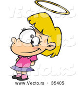 Vector of a Pretending Innocent Cartoon Angelic Girl with a HaloPretending Innocent Cartoon Angelic Girl with a Halo by Toonaday