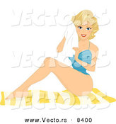 Vector of a Pretty Blond Pin-up Girl Sunbathing in a Swimsuit at the Beach by BNP Design Studio