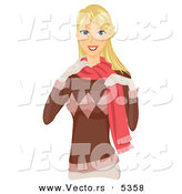 Vector of a Pretty Cartoon Girl Wearing Warm Winter Clothes by BNP Design Studio