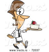 Vector of a Proud Cartoon Female Baker Serving Strawberry Cheesecake by Toonaday