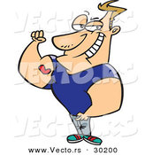 Vector of a Proud Masculine Cartoon Man Showing off His Bicep with a Love Heart Tattoo by Toonaday