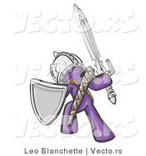 Vector of a Purple Knight with a Sword and Shield by Leo Blanchette