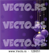 Vector of a Purple Snowflake Background with Christmas Baubles by Pushkin