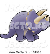 Vector of a Purple Triceratops Dinosaur with Horns by AtStockIllustration
