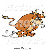 Vector of a Raging Charging Bull Running with Smoke Coming out of His Nose by LaffToon
