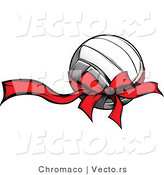 Vector of a Red Bow and Ribbon Wrapped Around Volleyball Gift by Chromaco