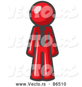 Vector of a Red Business Person Wearing a Tie, Standing with His Arms at His Side by Leo Blanchette