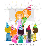Vector of a Red Haired Caucasian Mother Surprising Her Birthday Girl by BNP Design Studio
