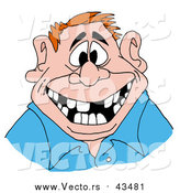 Vector of a Red Haired Man Flashing a Big Friendly Smile with a Mouth Numerous Missing Teeth by LaffToon