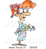 Vector of a Red Haired White Female Waitress Taking an Order by Toonaday