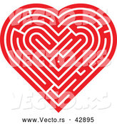 Vector of a Red Labyrinth Love Heart by Zooco