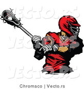 Vector of a Red Lacrosse Player Swinging Stick by Chromaco