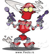 Vector of a Red Robot Smoking a Cigarette and Holding Ray Guns by Toonaday