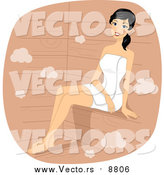 Vector of a Relaxed Woman Sitting in a Sauna by BNP Design Studio