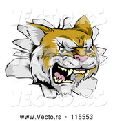 Vector of a Relentless Wild Cat Breaking Through a Wall by AtStockIllustration