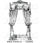 Vector of a Retro Black and White Window with Curtains by Prawny Vintage