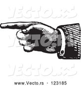 Vector of a Retro Hand Pointing Left - Black and White by BestVector