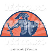 Vector of a Retro Knight with Shield and Sword by Patrimonio