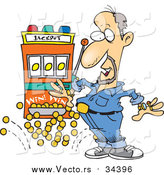 Vector of a Rich Man Winning Jackpot at Casino Game - Cartoon Style by Toonaday