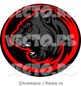 Vector of a Roaring Black Panther Within Red and Black Circle Icon by Chromaco