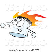 Vector of a Roasting Cartoon Marshmallow with Worried Look on His Face by Toonaday