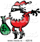 Vector of a Robber Cartoon Santa Carrying Bag Full of Stolen Money by Zooco