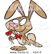Vector of a Romantic Cartoon Valentine Rabbit Carrying Love Hearts by Toonaday
