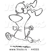Vector of a Running Cartoon Dog with a Worried Expression - Coloring Page Outline by Toonaday