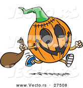 Vector of a Running Cartoon Halloween Pumpkin by Toonaday