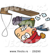 Vector of a Scared Cartoon Boy Flipping Upside down While Snow Sledding by Toonaday