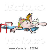 Vector of a Scared Cartoon Man Hugging a Diving Board by Toonaday