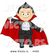 Vector of a Scary Halloween Cartoon Boy in a Vampire Costume by BNP Design Studio