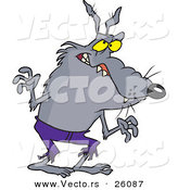 Vector of a Scary Halloween Cartoon Werewolf Wearing Old Purple Pants by Toonaday