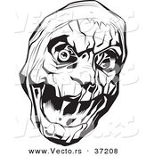 Vector of a Scary Mummy Head - Black and White Art by Lawrence Christmas Illustration