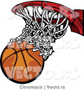 Vector of a Scoring Basketball Going Through Hoop and Net by Chromaco