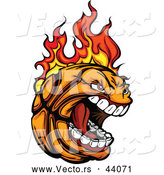 Vector of a Screaming Cartoon Basketball Mascot on Fire by Chromaco